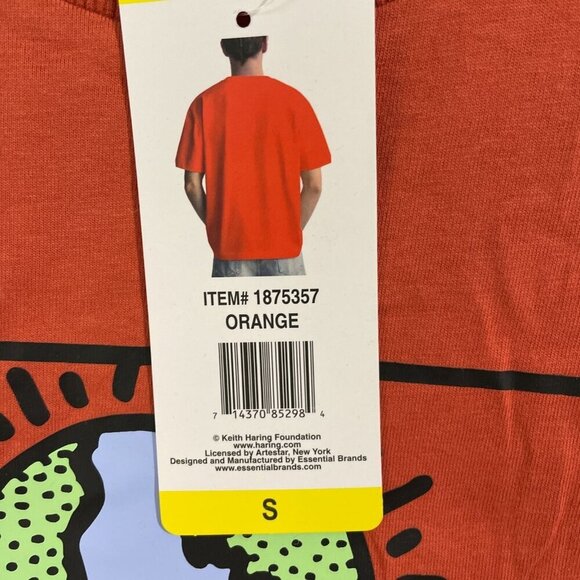 NEW Keith Haring Men's S Orange Graphic T-Shirt Small 100% Cotton - Picture 7 of 9